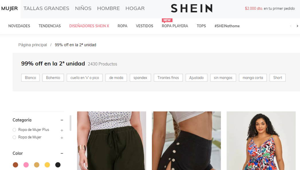 Cupón de descuento SHEIN primera compra $ 3
